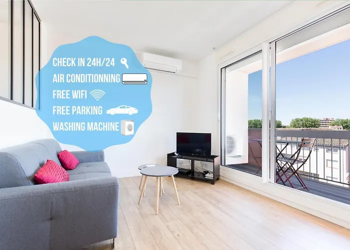 Appartement Cosy Tout confort - Climatisation, Balcon, WiFi - proche AIRBUS, Purpan, Aéroport, Stade Ernest Wallon